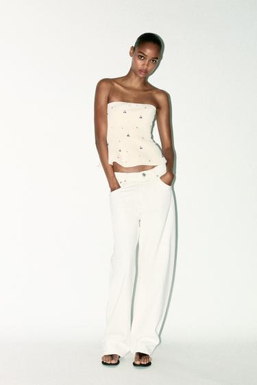 JEWEL STRAPLESS TOP - Ecru by Zara - Image 0