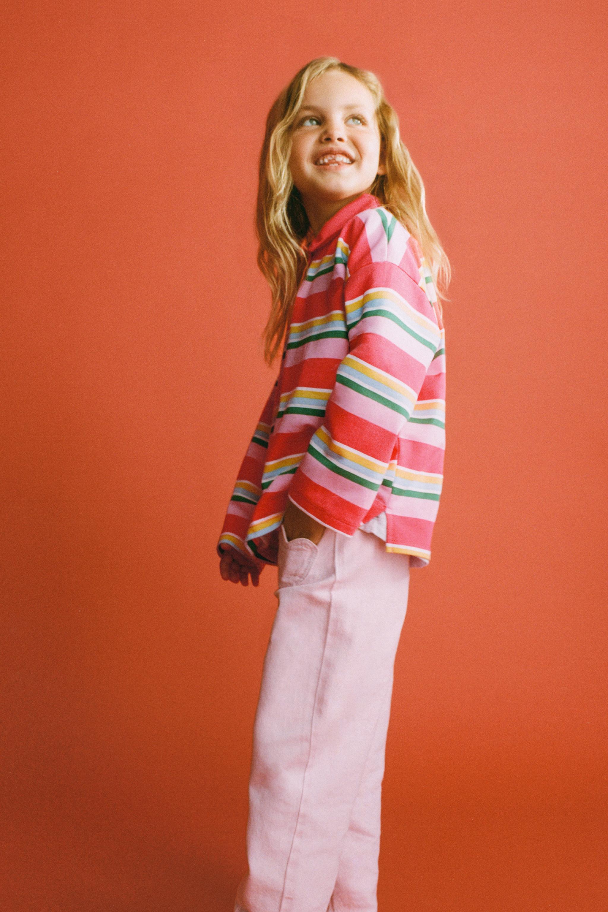 STRIPED POLO SHIRT WITH CONTRAST COLLAR — Multicolored