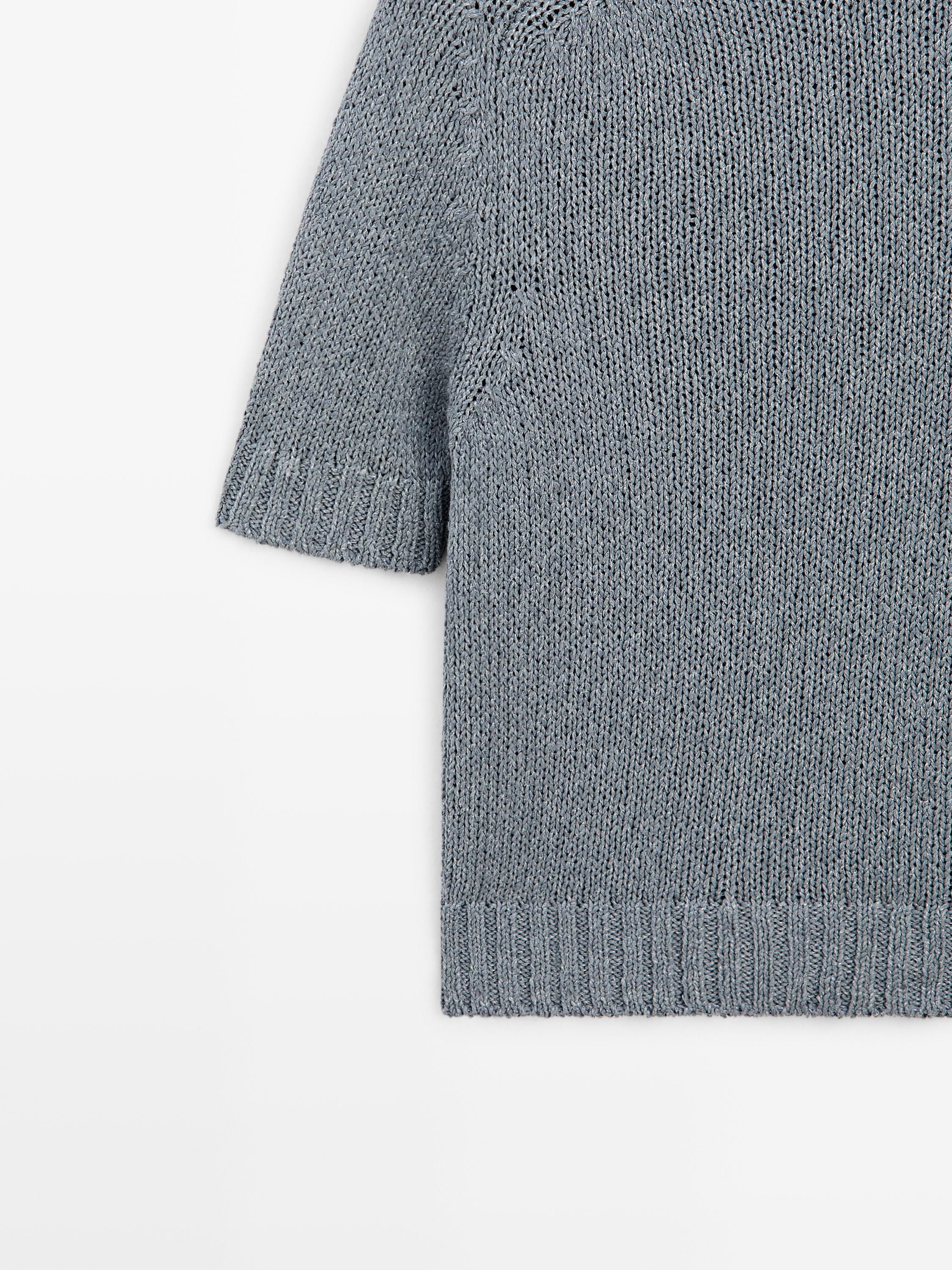Pull maille coton mélangé col montant