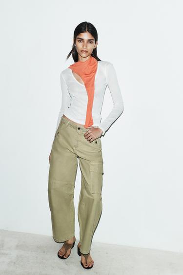 CALÇA CARGO ZW COLLECTION - Caqui-claro da Zara