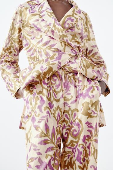 METALLIC THREAD PRINTED TROUSERS - Multicoloured by Zara