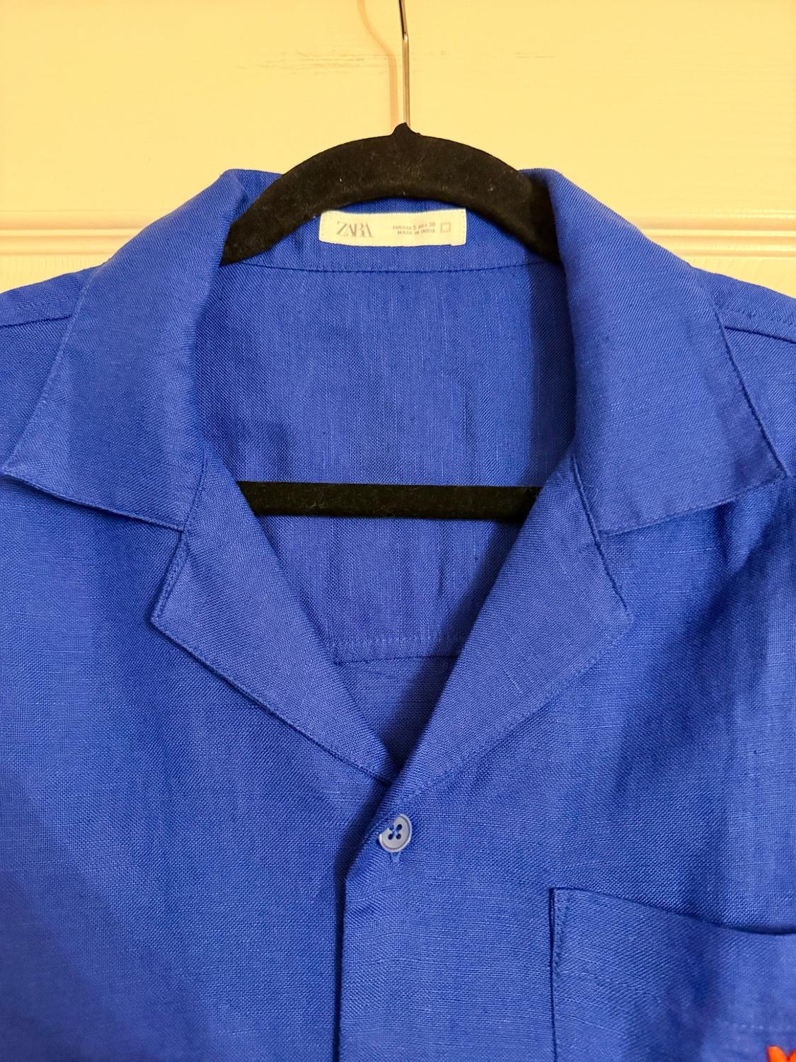 CONTRAST EMBROIDERED VISCOSE - LINEN SHIRT - Image 2