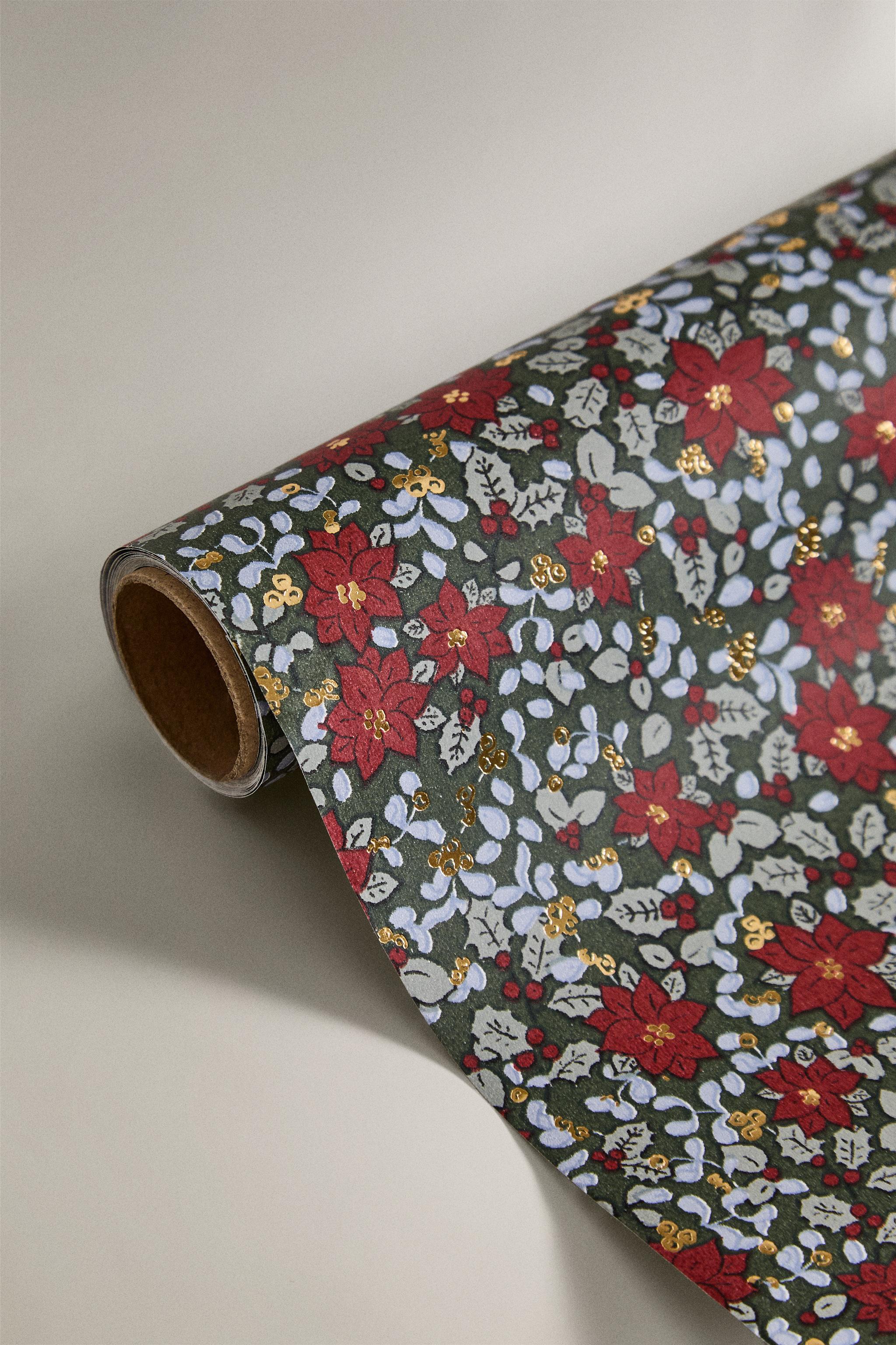 CHRISTMAS FLORAL GIFT WRAPPING PAPER