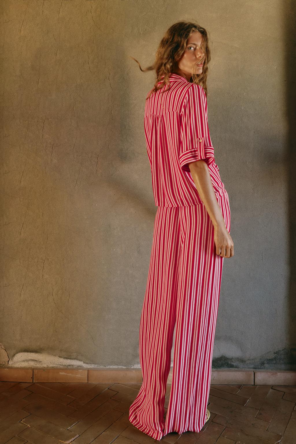 STRIPED WIDE-LEG TROUSERS
