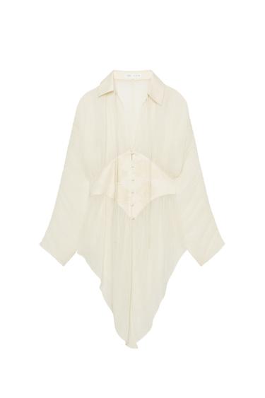 ZW COLLECTION GEORGETTE LACE BLOUSE - Ecru by Zara
