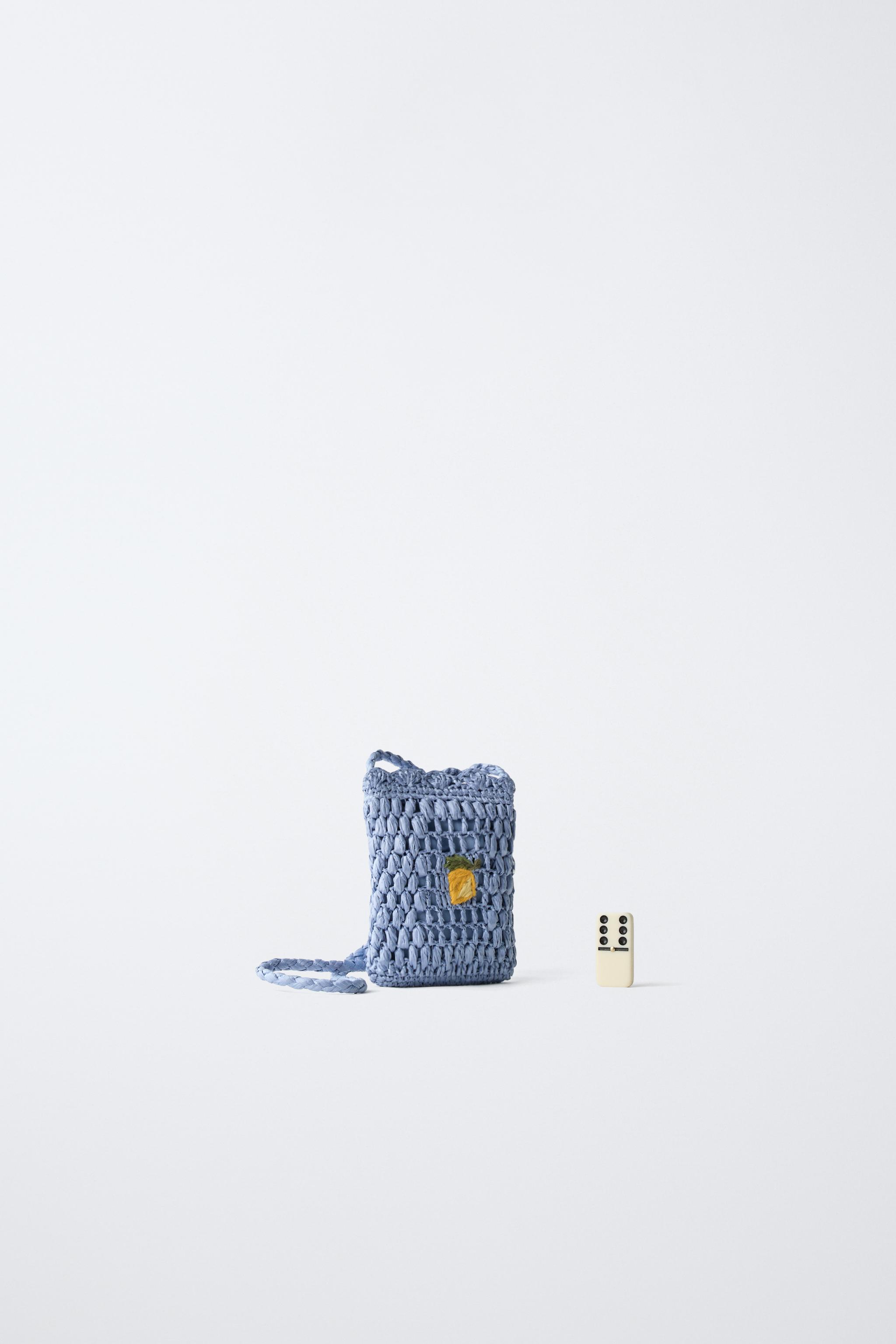 RAFFIA EFFECT FRUIT CROSSBODY BAG