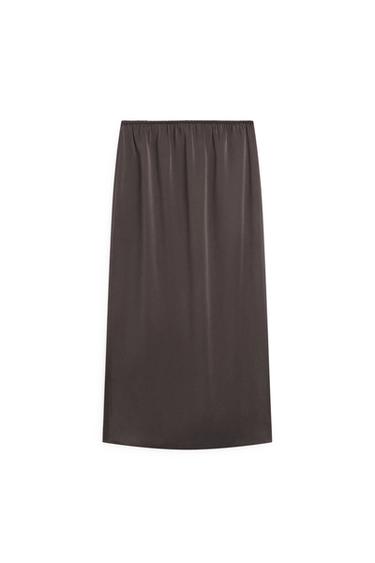 Zara 100% silk straight midi skirt - Cobalt