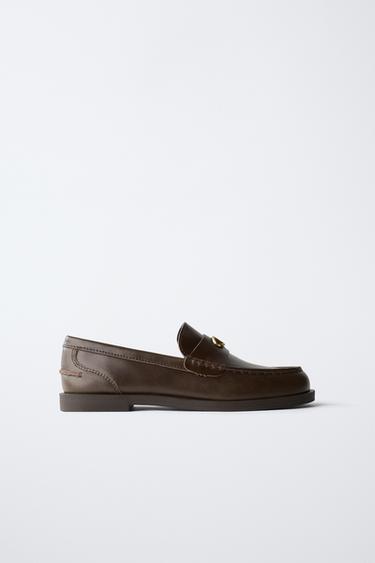 Zara CHAMPION ® X ZARA LEATHER LOAFERS - Brown - Image 0