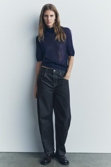 CASHMERE AND SILK HIGH NECK SWEATER - Navy blue by Zara - Image 0