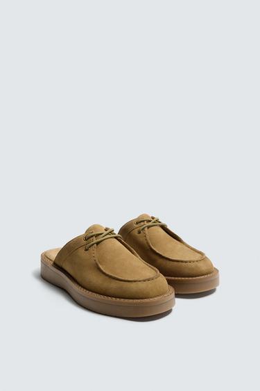 КОЖАНЫЕ САБО — Бежевый от Zara