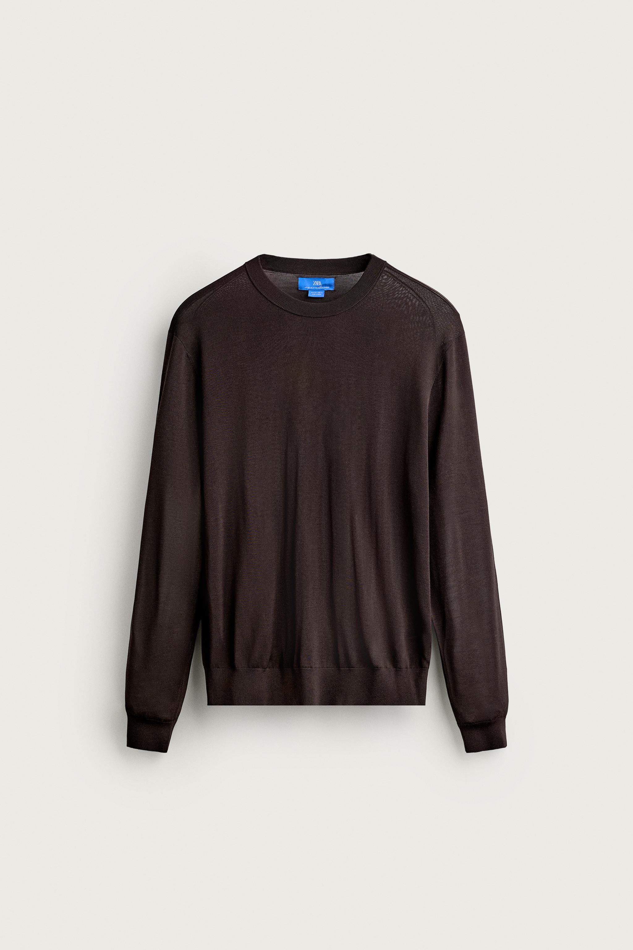LIGHTWEIGHT 100% SILK SWEATER AARON LEVINE X ZARA — Chocolate