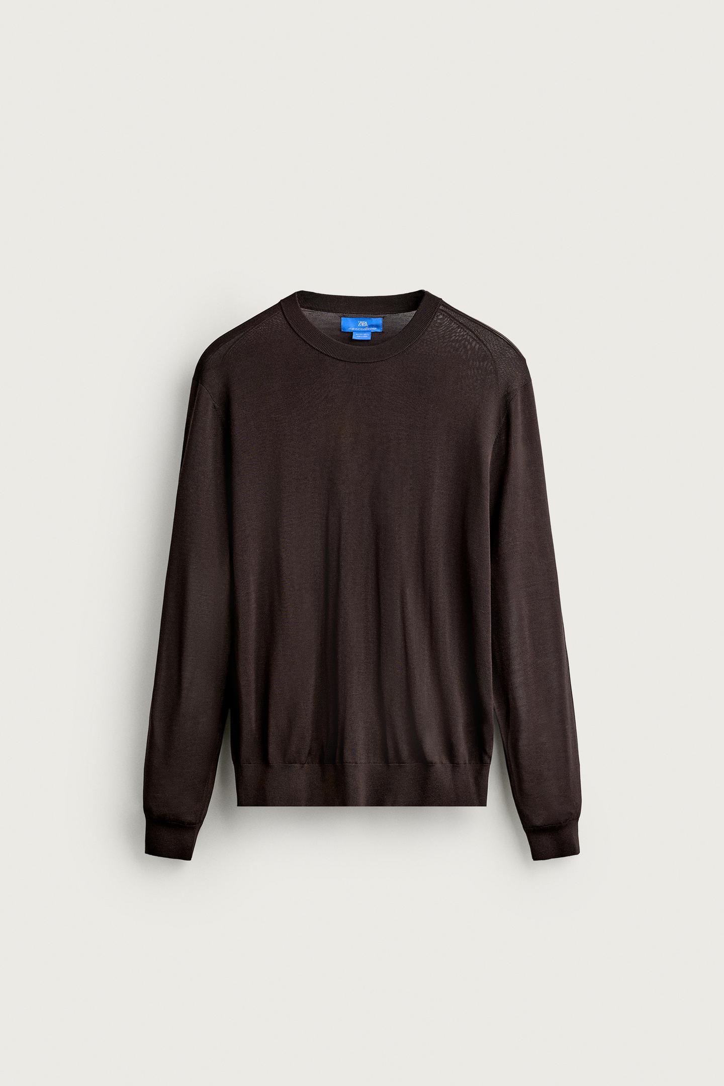 Мужской свитер Zara Lightweight 100% Silk Sweater Aaron Levine, цвет: Шоколадный — фото 7