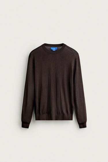 Zara LIGHTWEIGHT 100% SILK SWEATER AARON LEVINE X ZARA - Chocolate