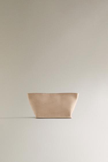 NUBUCK LEATHER WASH BAG - Ecru White by Zara