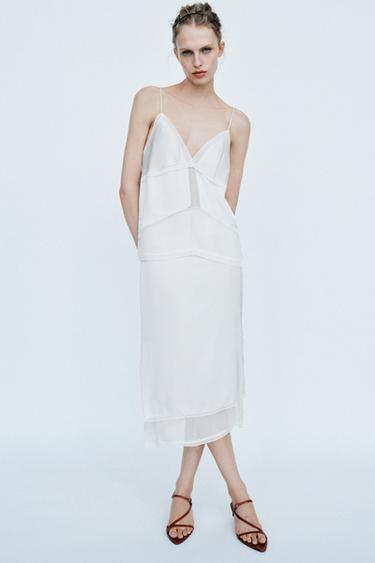 COMBINED SATIN MIDI SKIRT - Pastel blue by Zara - Image 0