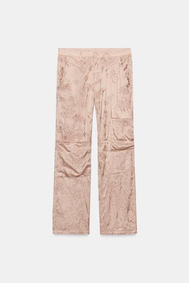 ZW COLLECTION EMBROIDERED CARGO TROUSERS - Pink by Zara - Image 4