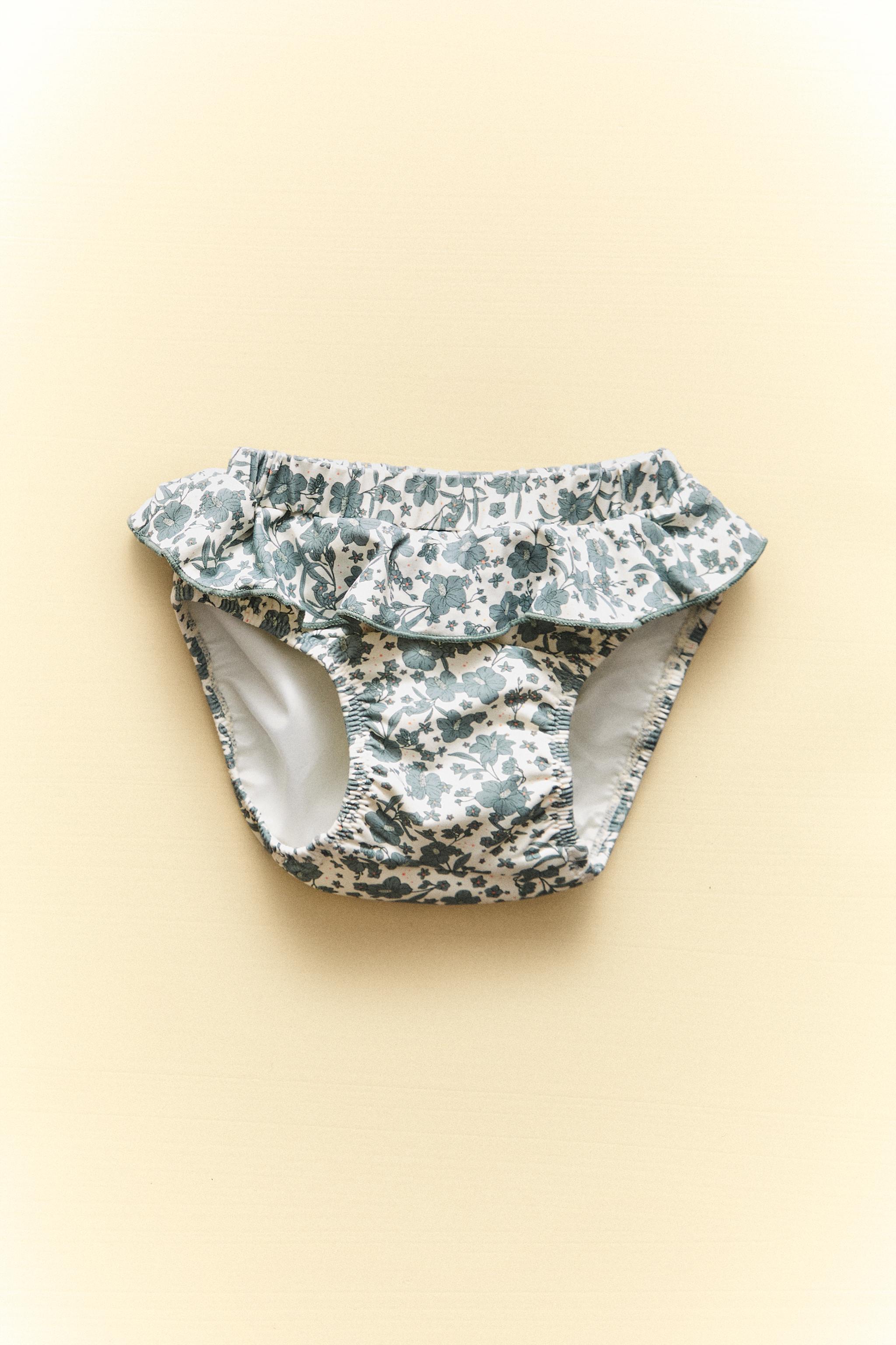 BAS MAILLOT DE BAIN PLAGE ENFANT VOLANT FLEURS TROPICALES