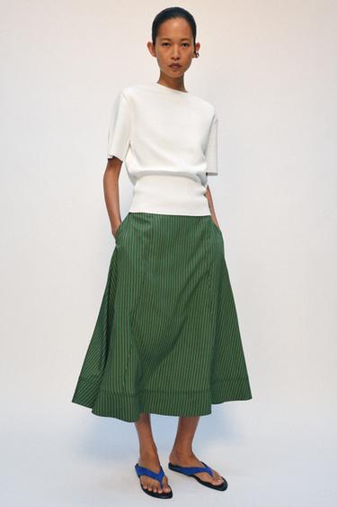 JUPE MIDI À RAYURES ZW COLLECTION - Multicolore de Zara