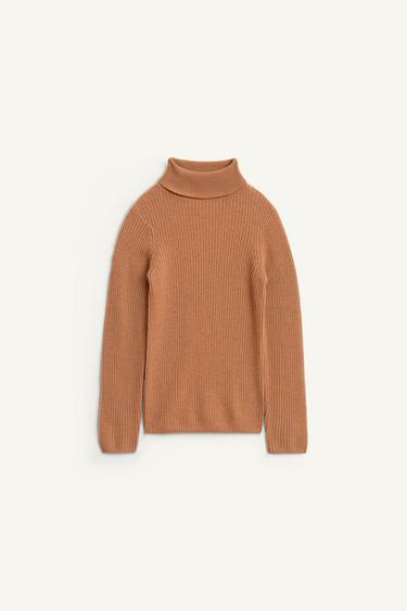JERSEY CUELLO VUELTO 100% LANA LIMITED EDITION  - Camel claro de Zara