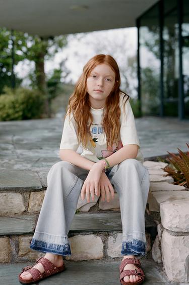 TROMPETFORMEDE JEANS MED SØMLØSE KANTER - blå fra Zara
