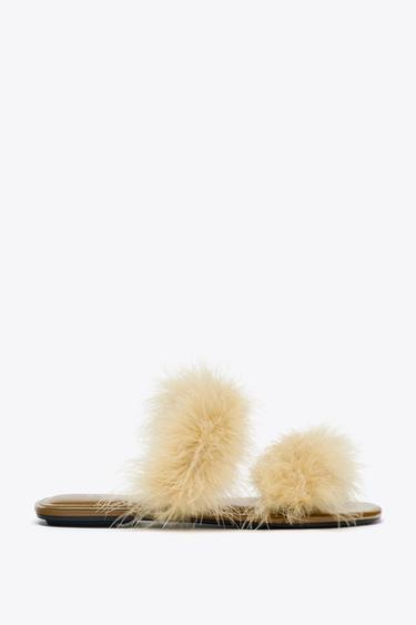 FEATHER STRAP SANDALS - Yellow by Zara - Image 4