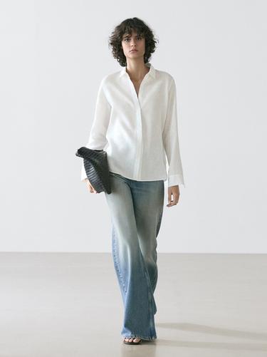 Camisa fluida 100% lino - Blanco de Zara - Imagen 0