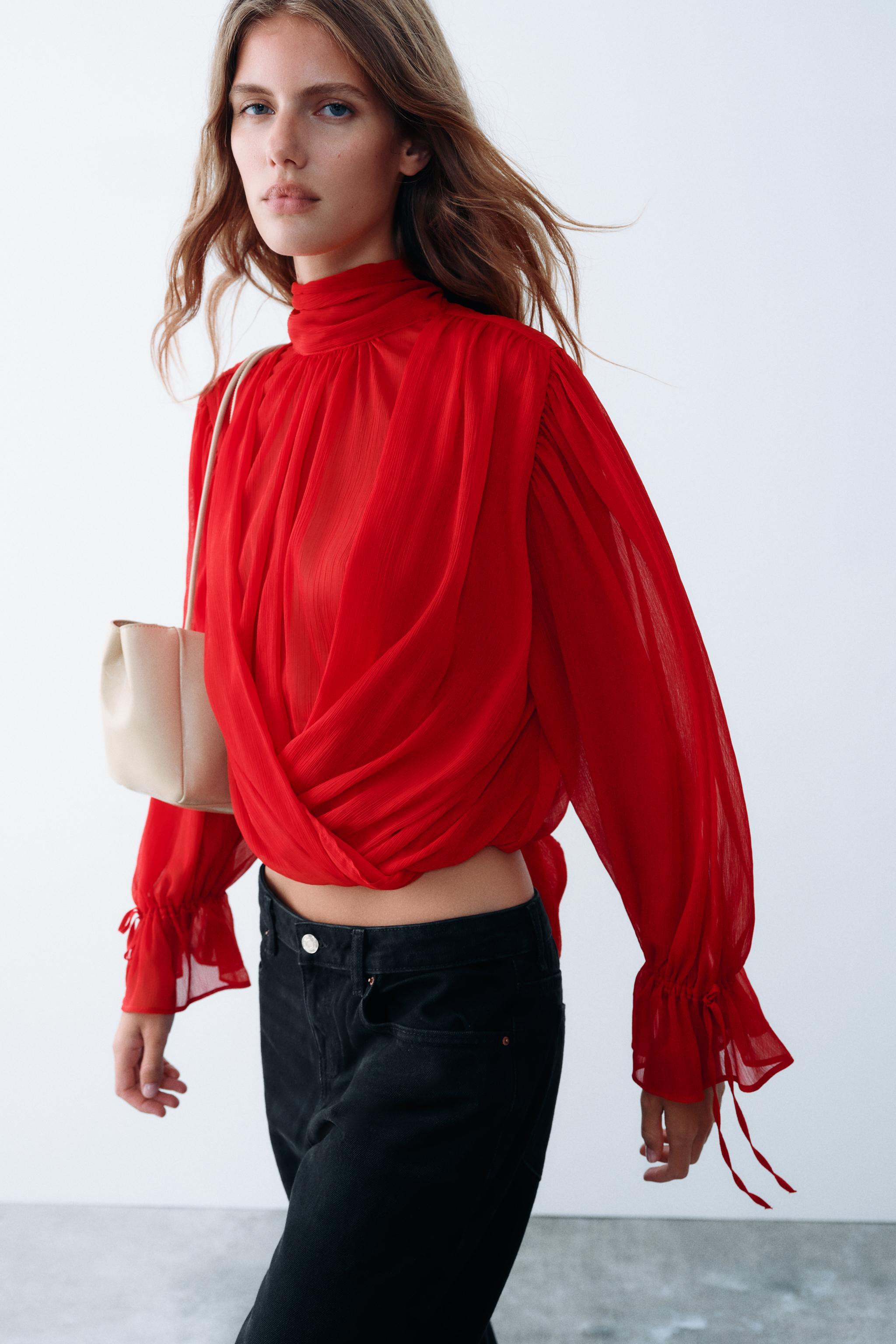 Zara SIRTI BAĞCIKLI DRAPE TOP görsel 3