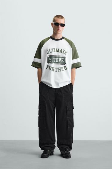 Zara RETRO SOCCER T-SHIRT - Ecru / Khaki - Image 0