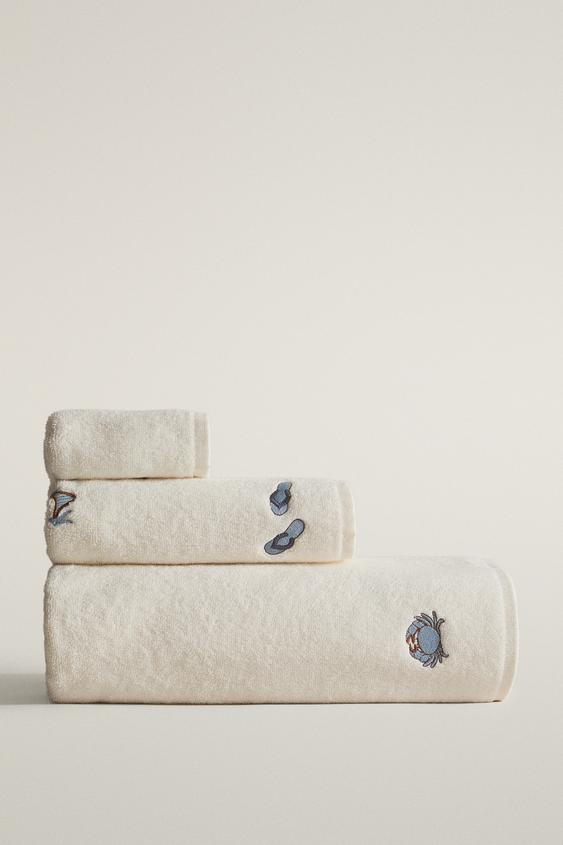 SERVIETTE BAIN BRODERIES CÔTIÈRES - Ivoire de Zara - Image 0