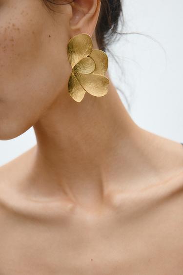 FAN FLOWER EARRINGS - Golden by Zara