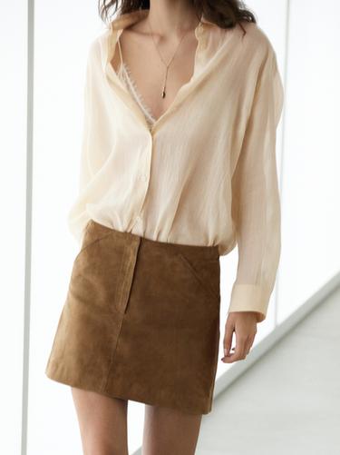Zara Suede leather mini skirt - Light brown