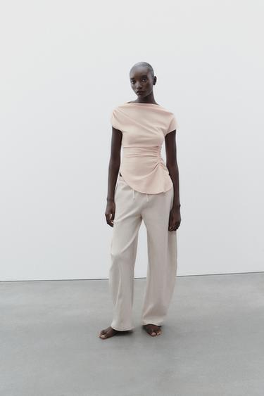ASYMMETRIC RUFFLED TOP - Pale pink by Zara - Image 0