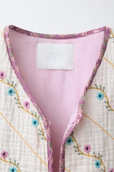 BLOUSON MATELASSÉ BRODERIE FLEURS - Écru de Zara - Image 2