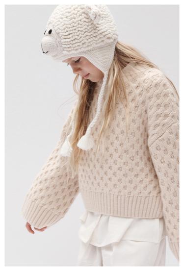 CABLE KNIT WOOL JUMPER LIMITED EDITION - Ecru by Zara