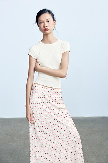 SLIM FIT SHORT SLEEVE T-SHIRT - Ecru by Zara