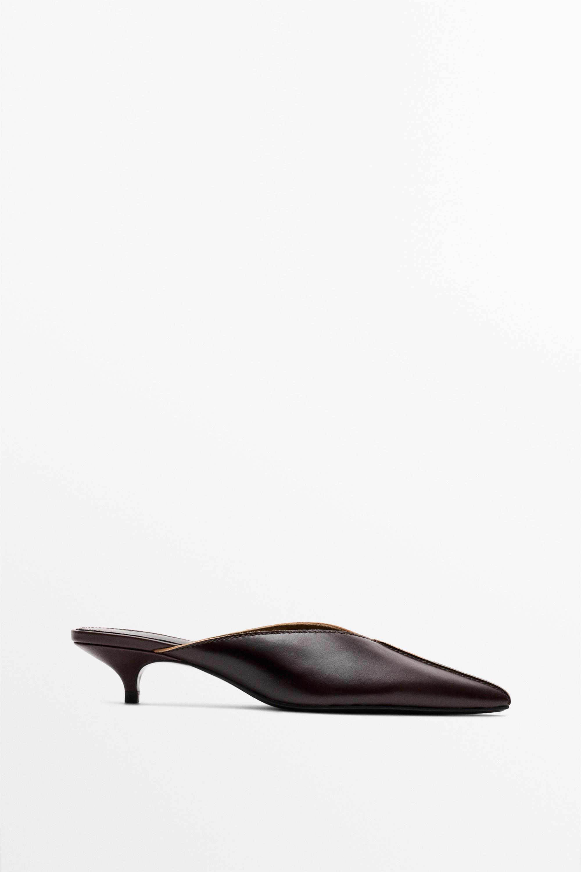 Heeled mule shoe — Brown