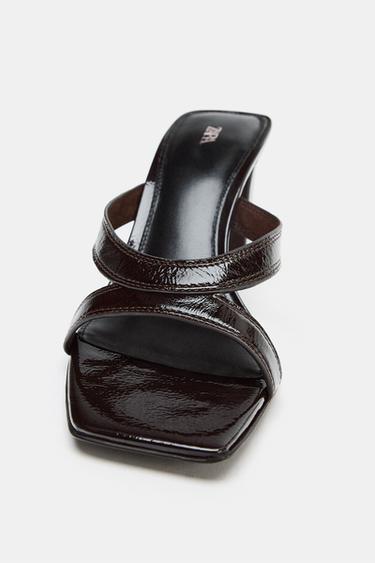 LEATHER HIGH-HEEL SANDALS WITH STRAPS - Brown by Zara - Image 6