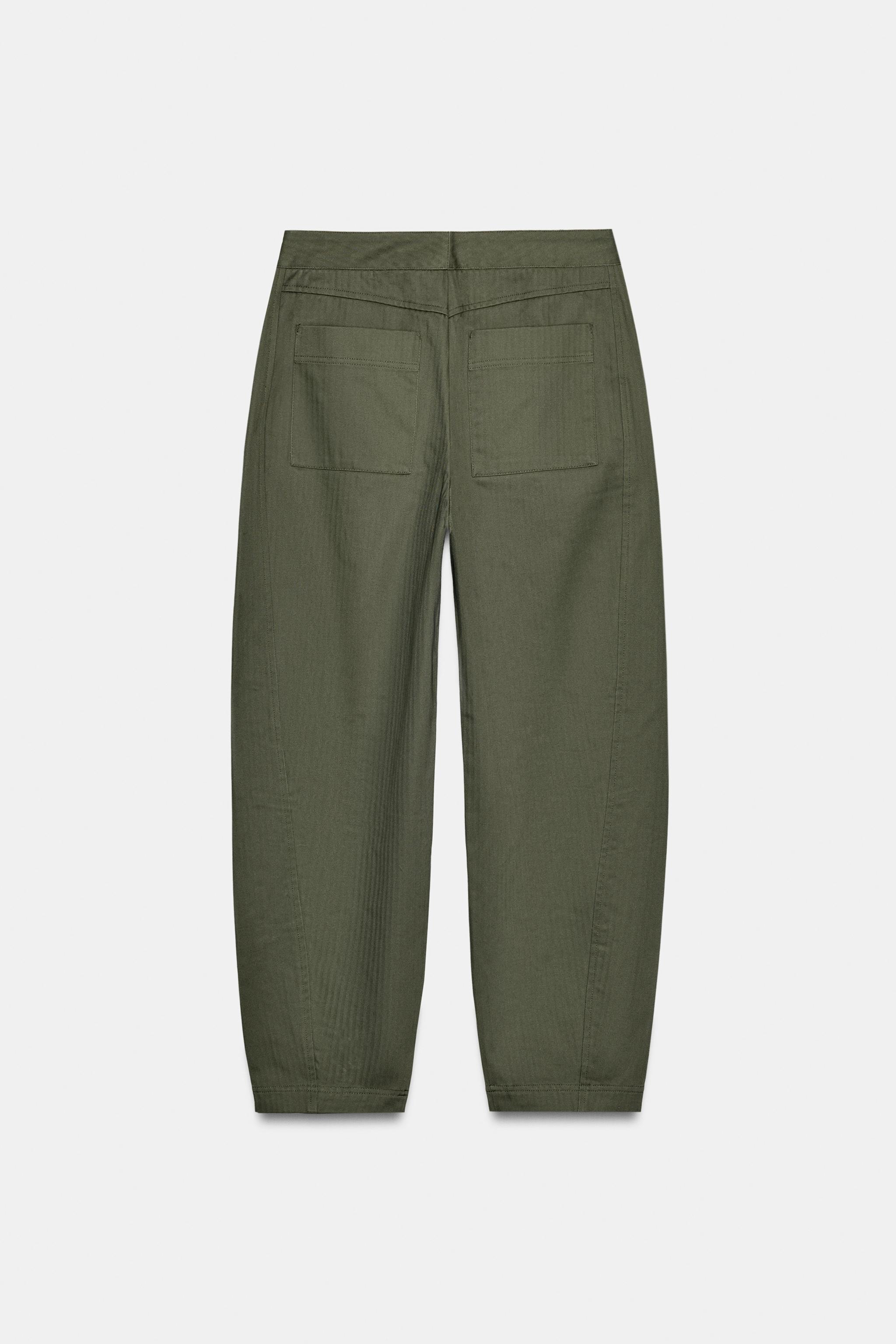 HERRINGBONE BARREL TROUSERS