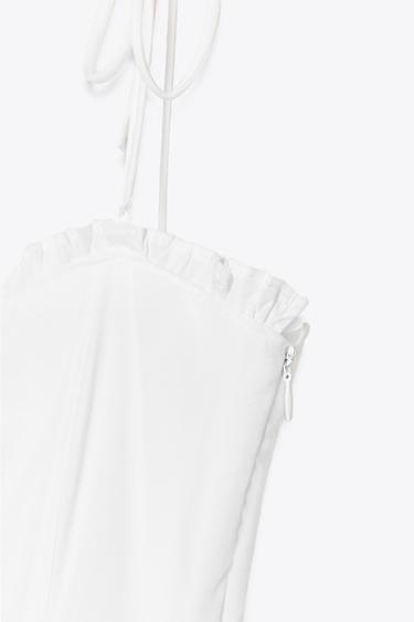 ROBE MI-LONGUE EN POPELINE À VOLANTS - Blanc de Zara - Image 8