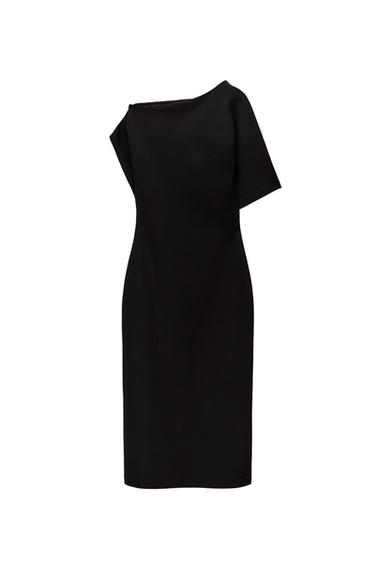 FITTED ASYMMETRIC MIDI DRESS