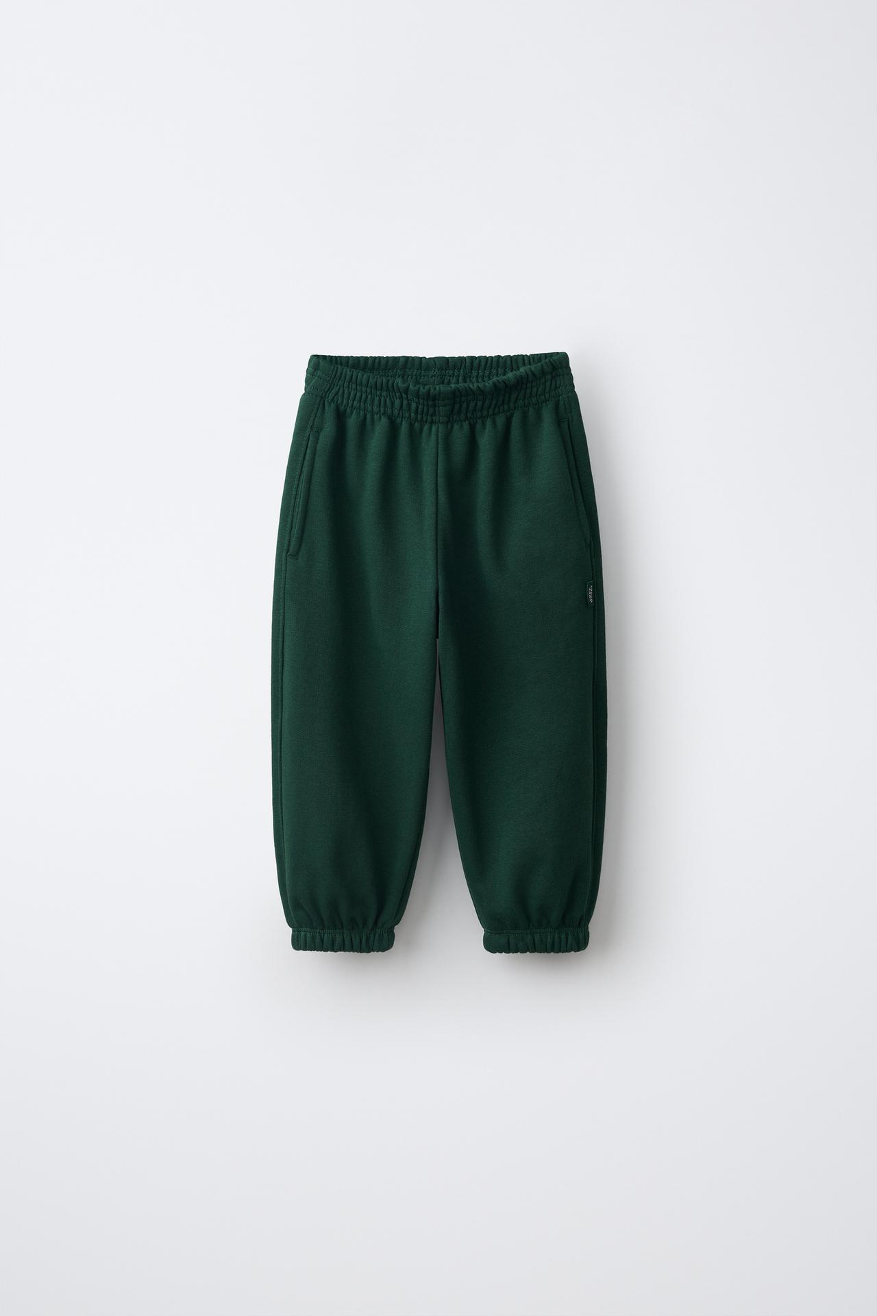 SOLID JOGGER PANTS — Bottle green
