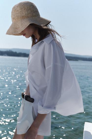 CHEMISE BASIQUE EN POPELINE - Blanc de Zara - Image 3