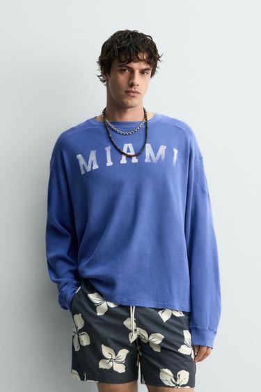 Zara MAJICA MIAMI MREŽASTE TEKSTURE – Plava