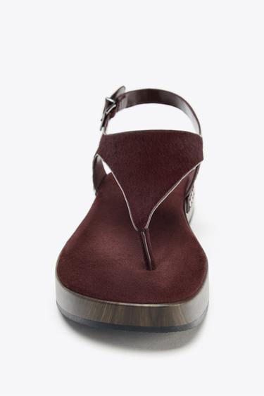 SANDALES  CLOUTÉES EN CUIR - Bordeaux de Zara - Image 4