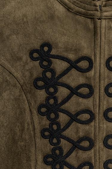 FAUX SUEDE FROG FASTENING JACKET - mid khaki by Zara - Image 6