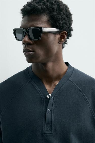 T-SHIRT COL POLO BASEBALL - Bleu moyen de Zara - Image 4