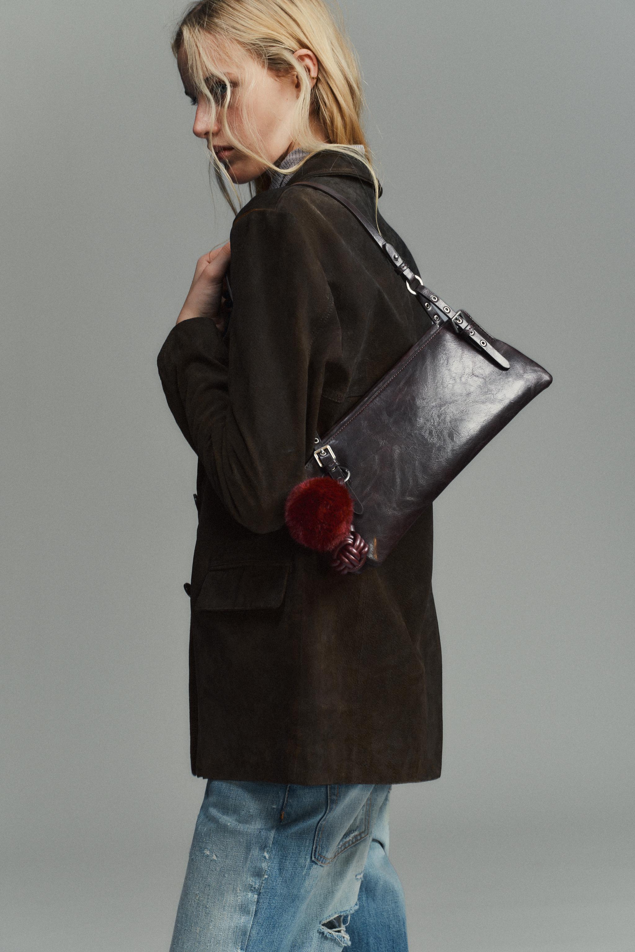 【Old Folk House】Studs Shoulder Bag STUDDED SHOULDER BAG - Burgundy Red | ZARA Canada