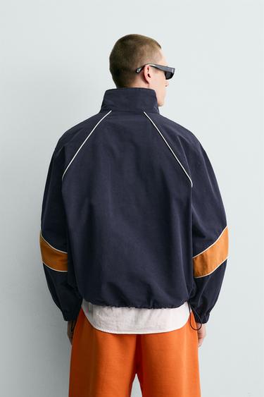 COLOUR BLOCK TECHNICAL QUARTER-ZIP SWEATSHIRT - Navy blue by Zara - Image 2