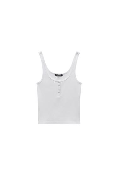 BUTTONED RIBBED T-SHIRT