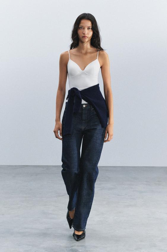 Zara POLIAMIDE BLEND BUSTIER TOP - White - Image 0